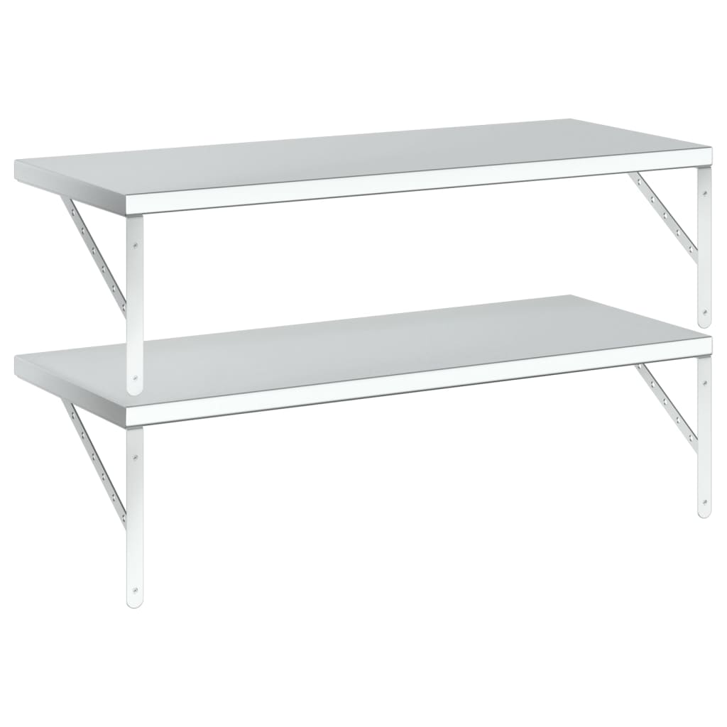 Wandschappen 2 st 100x40 cm roestvrijstaal zilverkleurig is nu te koop bij PeponiXL, paradijselijk wonen!