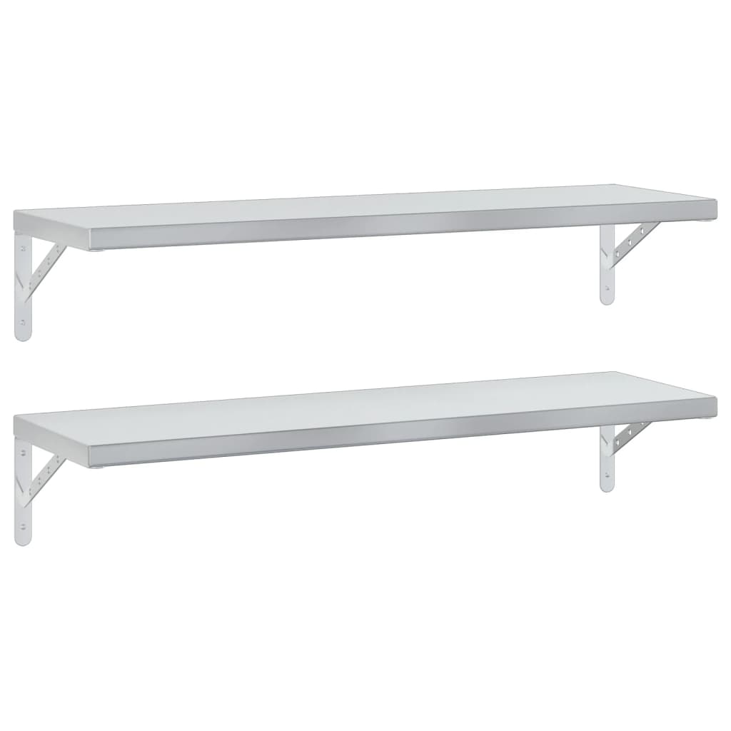 Wandschappen 2 st 100x30 cm roestvrijstaal zilverkleurig is nu te koop bij PeponiXL, paradijselijk wonen!