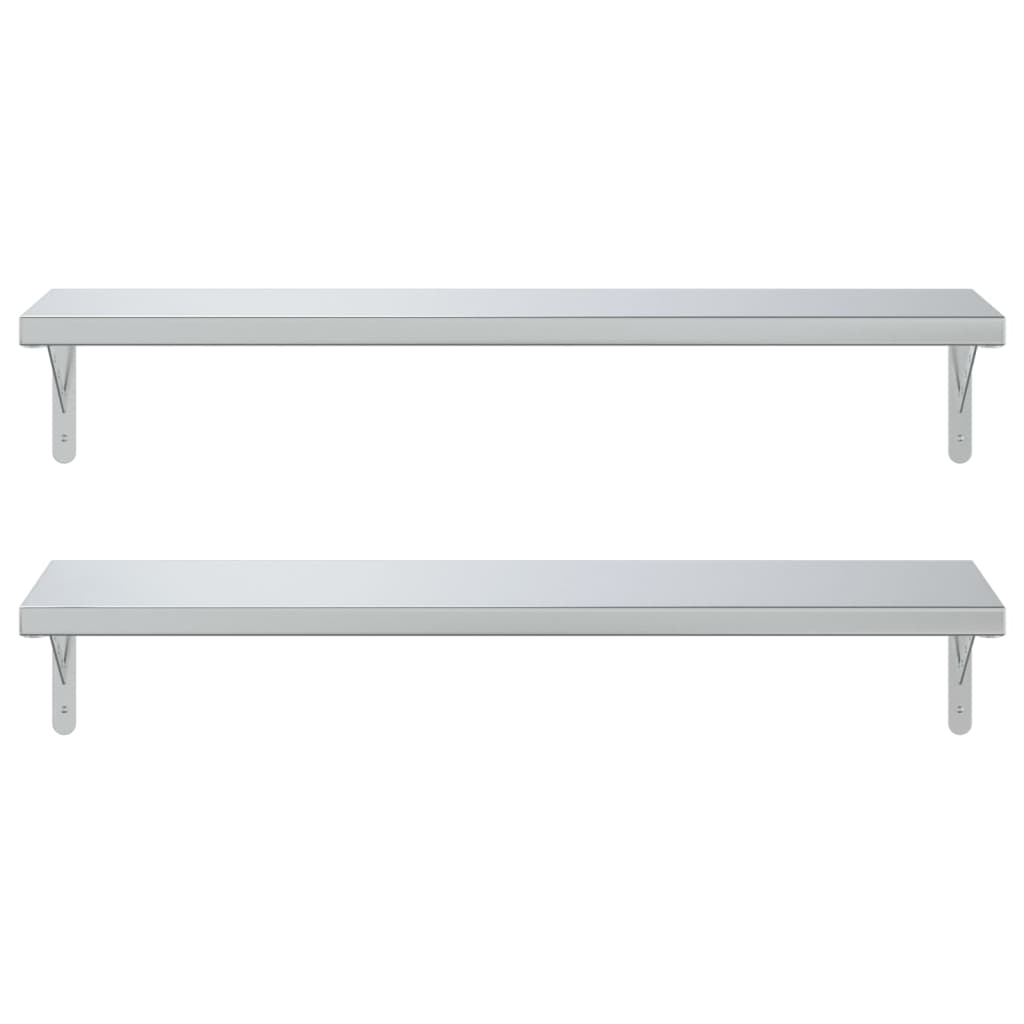 Wandschappen 2 st 100x30 cm roestvrijstaal zilverkleurig is nu te koop bij PeponiXL, paradijselijk wonen!