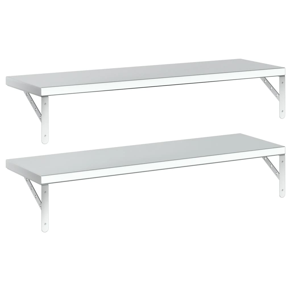 Wandschappen 2 st 100x30 cm roestvrijstaal zilverkleurig is nu te koop bij PeponiXL, paradijselijk wonen!