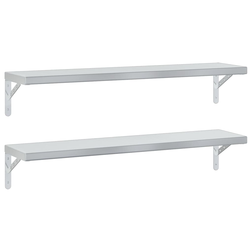 Wandschappen 2 st 100x23,5 cm roestvrijstaal zilverkleurig is nu te koop bij PeponiXL, paradijselijk wonen!