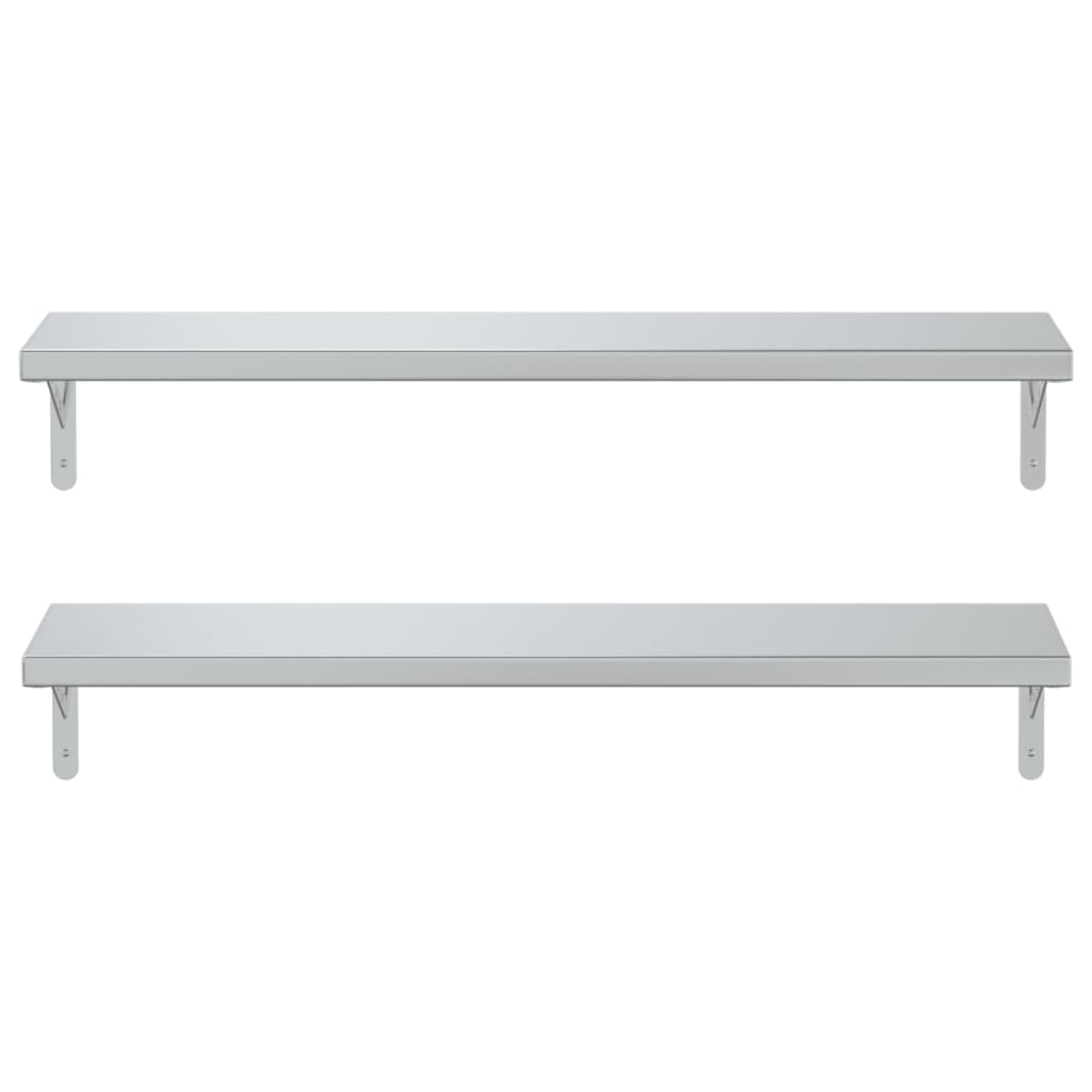 Wandschappen 2 st 100x23,5 cm roestvrijstaal zilverkleurig is nu te koop bij PeponiXL, paradijselijk wonen!