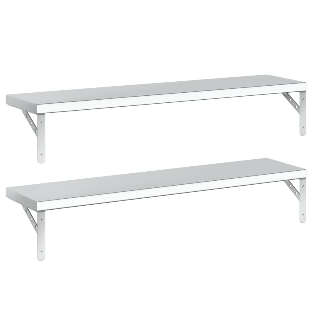 Wandschappen 2 st 100x23,5 cm roestvrijstaal zilverkleurig is nu te koop bij PeponiXL, paradijselijk wonen!