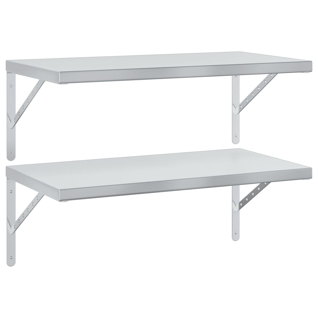 Wandschappen 2 st 75x40 cm roestvrijstaal zilverkleurig is nu te koop bij PeponiXL, paradijselijk wonen!