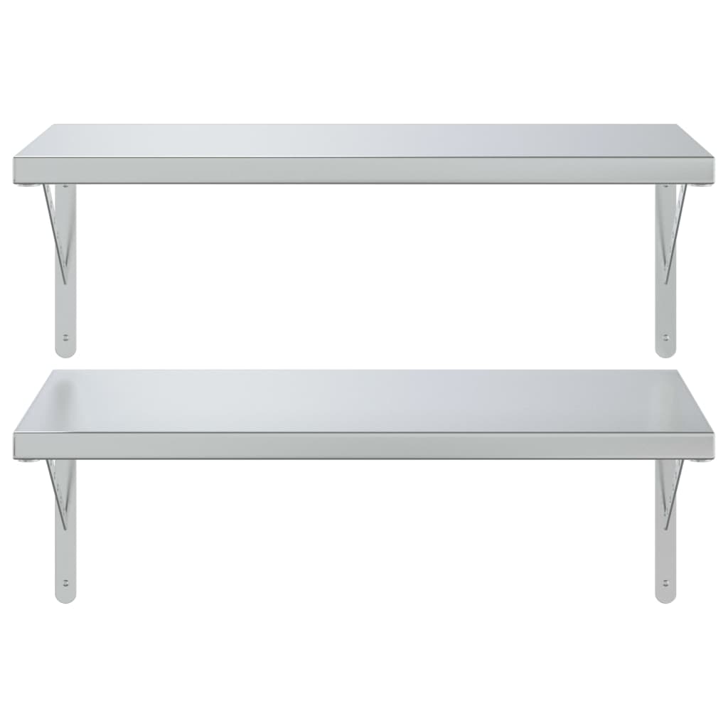 Wandschappen 2 st 75x40 cm roestvrijstaal zilverkleurig is nu te koop bij PeponiXL, paradijselijk wonen!