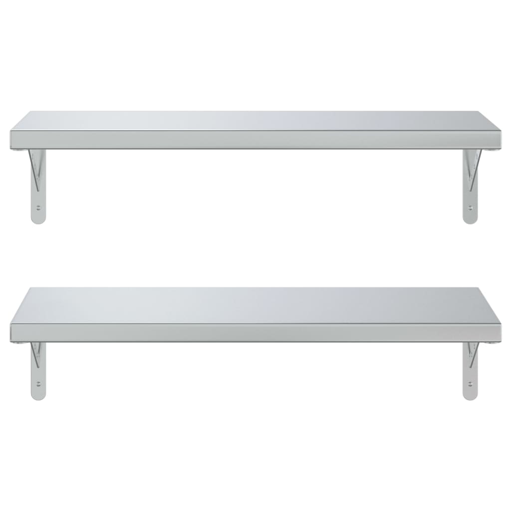 Wandschappen 2 st 75x30 cm roestvrijstaal zilverkleurig is nu te koop bij PeponiXL, paradijselijk wonen!