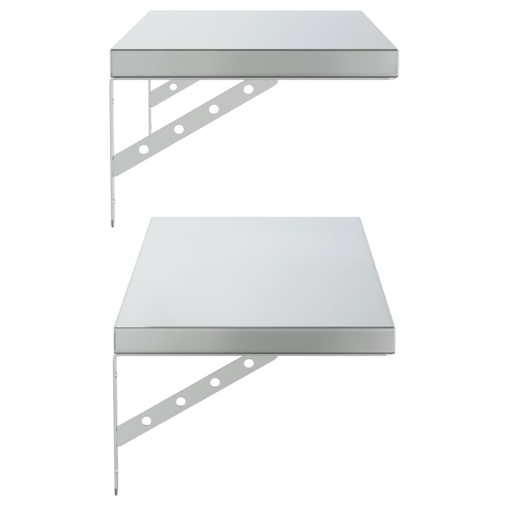 Wandschappen 2 st 75x30 cm roestvrijstaal zilverkleurig is nu te koop bij PeponiXL, paradijselijk wonen!
