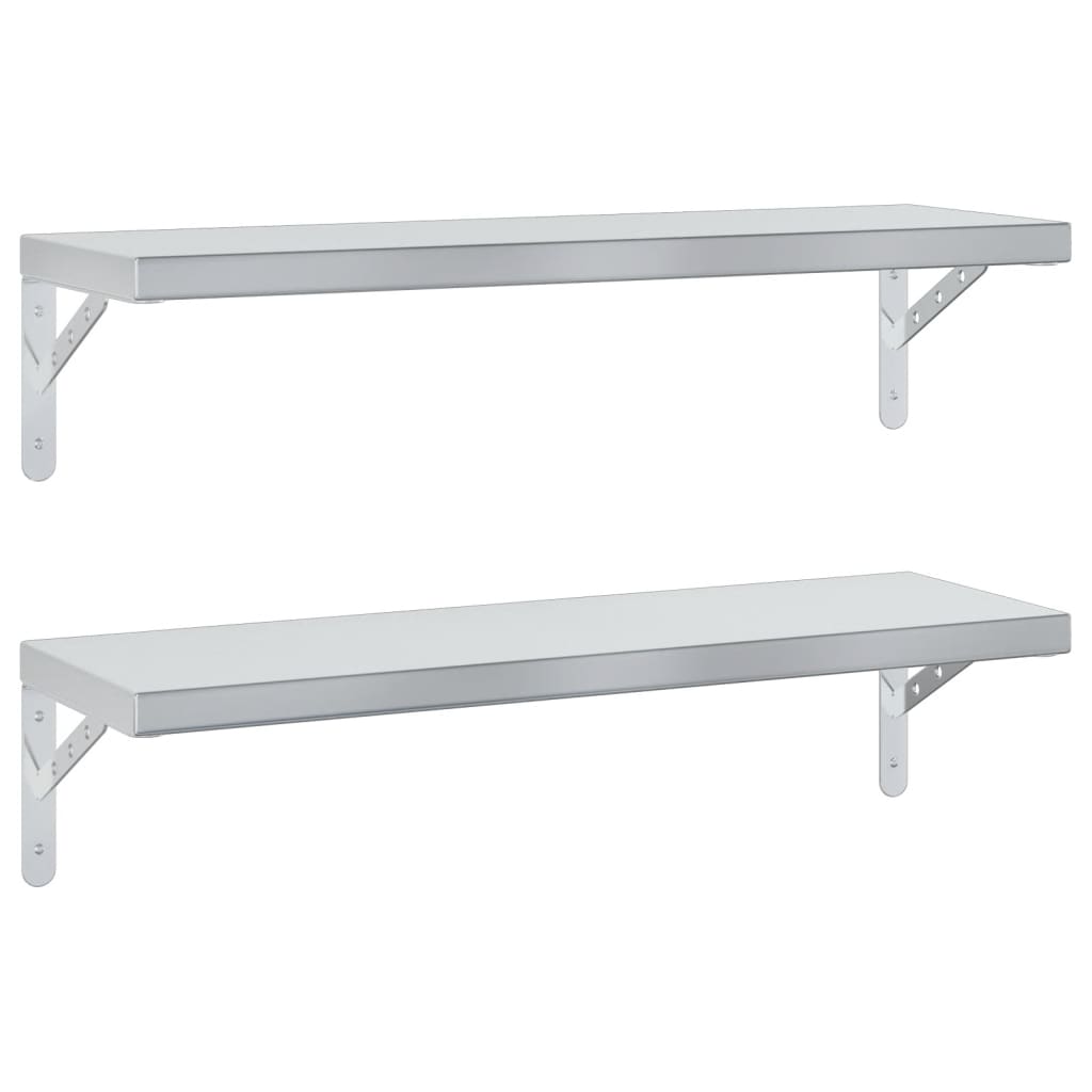Wandschappen 2 st 75x23,5 cm roestvrijstaal zilverkleurig is nu te koop bij PeponiXL, paradijselijk wonen!