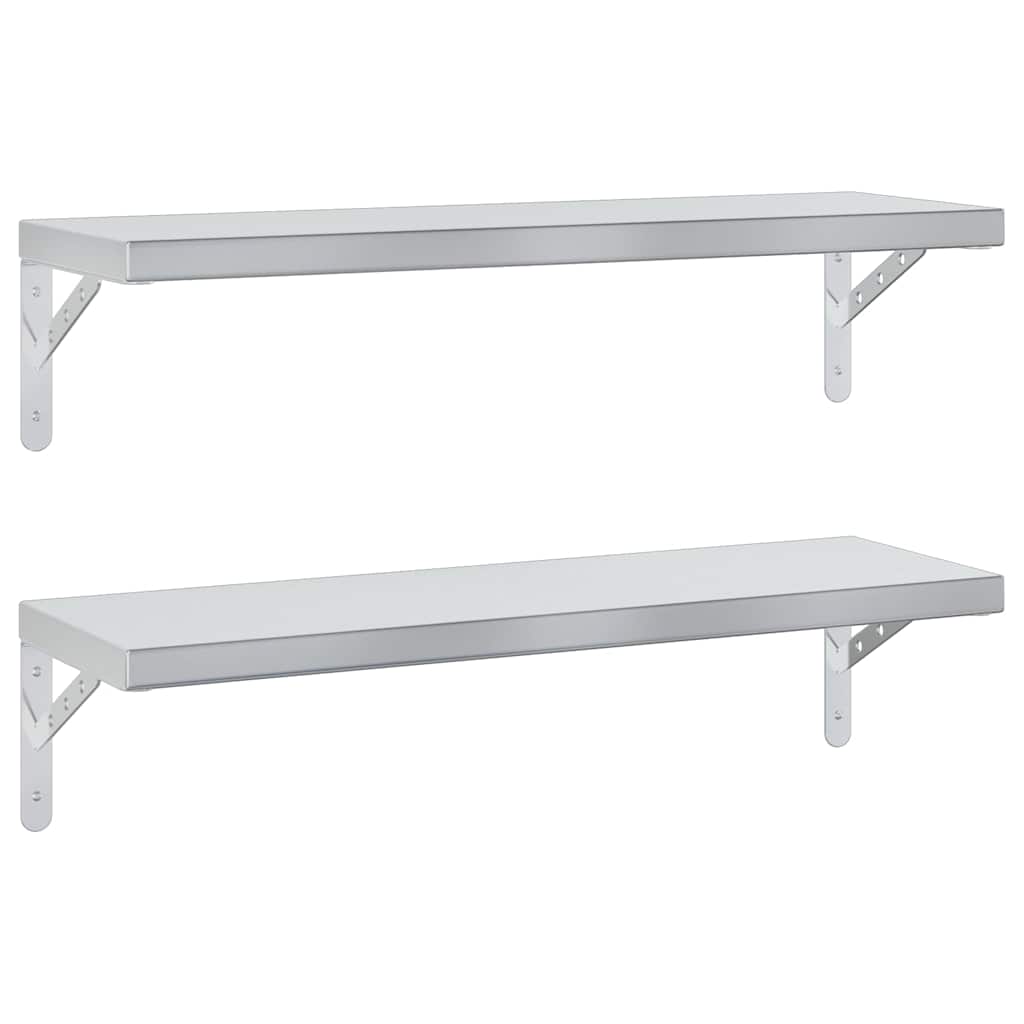 Wandschappen 2 st 75x23,5 cm roestvrijstaal zilverkleurig is nu te koop bij PeponiXL, paradijselijk wonen!