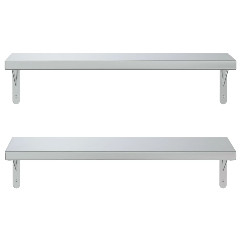 Wandschappen 2 st 75x23,5 cm roestvrijstaal zilverkleurig is nu te koop bij PeponiXL, paradijselijk wonen!