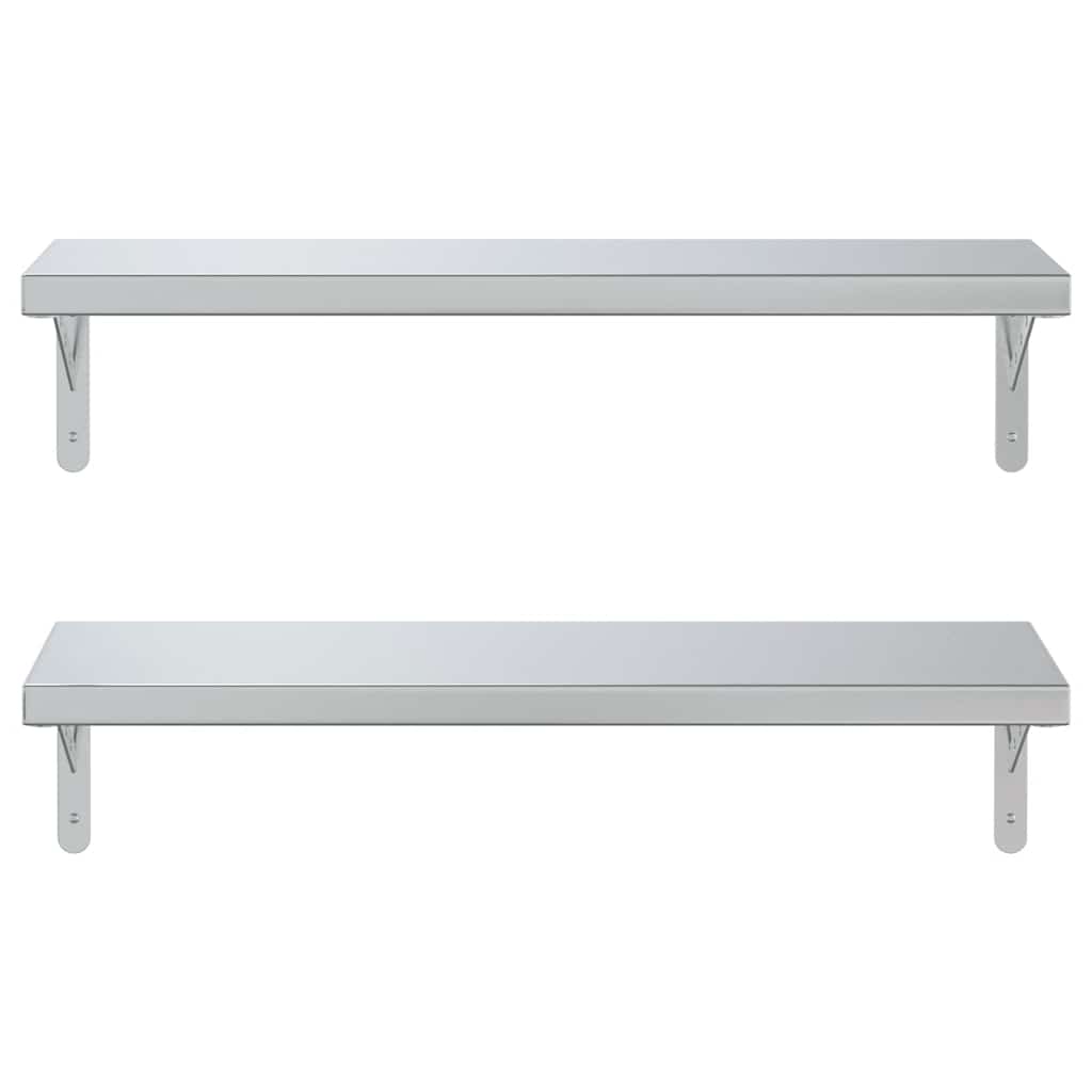 Wandschappen 2 st 75x23,5 cm roestvrijstaal zilverkleurig is nu te koop bij PeponiXL, paradijselijk wonen!