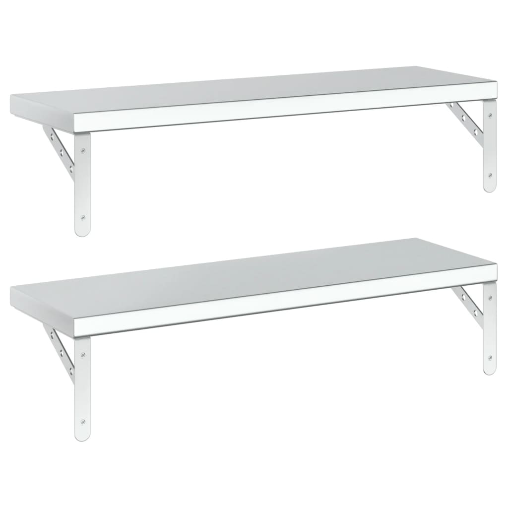 Wandschappen 2 st 75x23,5 cm roestvrijstaal zilverkleurig is nu te koop bij PeponiXL, paradijselijk wonen!