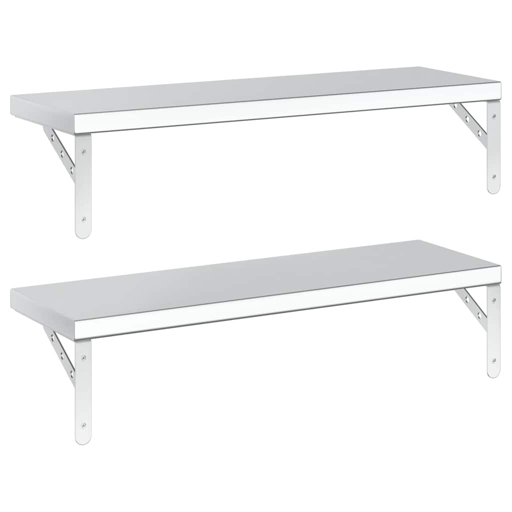 Wandschappen 2 st 75x23,5 cm roestvrijstaal zilverkleurig is nu te koop bij PeponiXL, paradijselijk wonen!