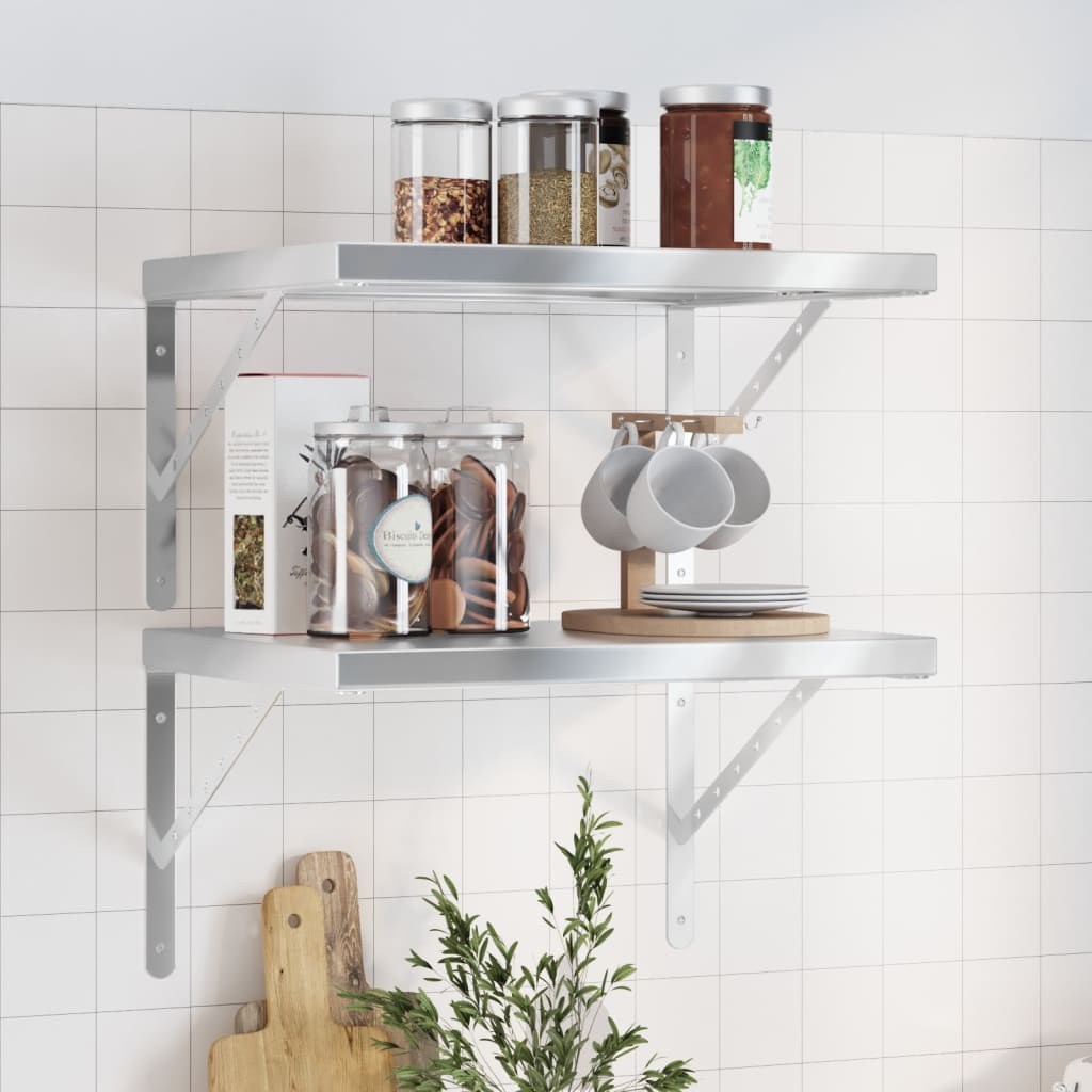 Wandschappen 2 st 50x40 cm roestvrijstaal zilverkleurig is nu te koop bij PeponiXL, paradijselijk wonen!