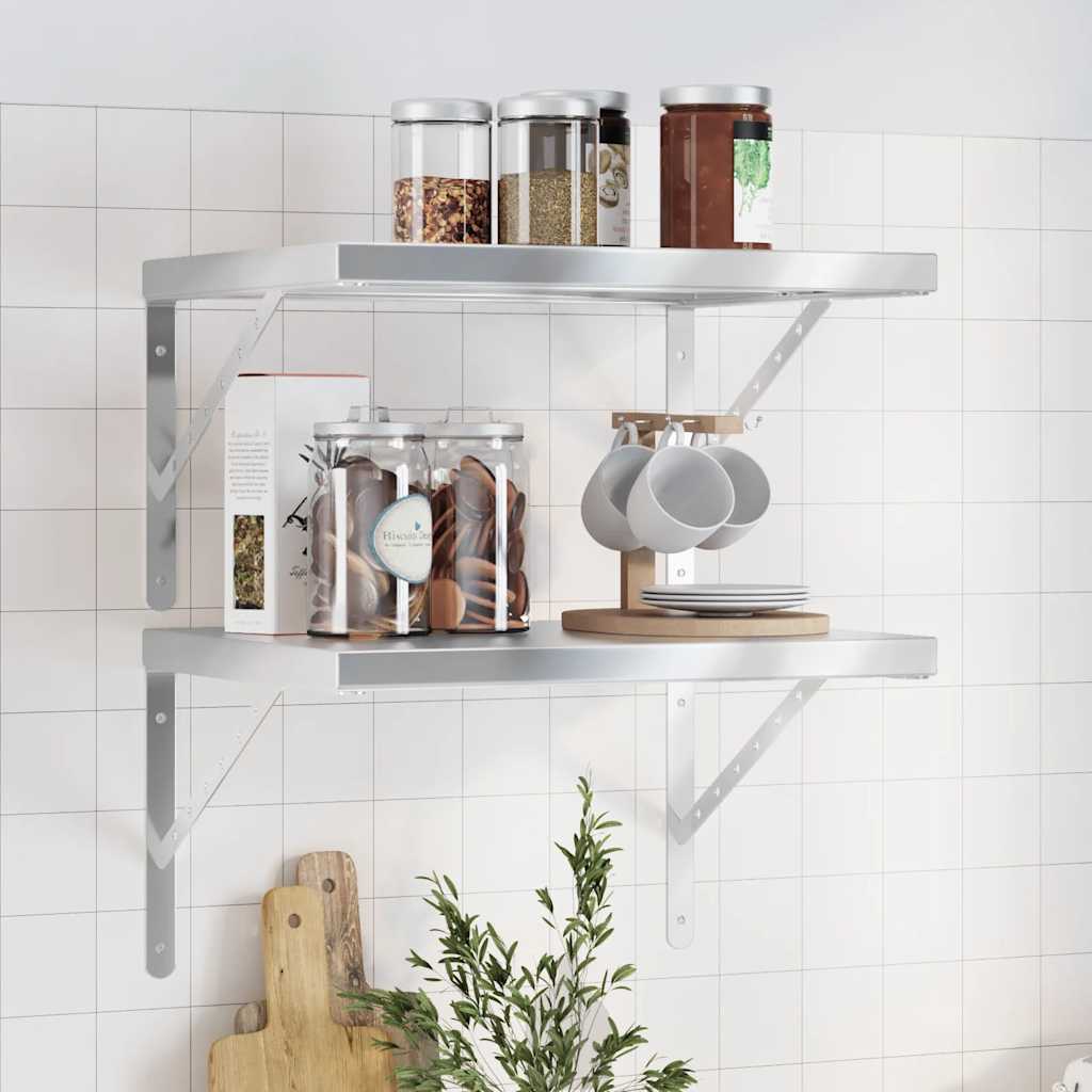 Wandschappen 2 st 50x40 cm roestvrijstaal zilverkleurig is nu te koop bij PeponiXL, paradijselijk wonen!