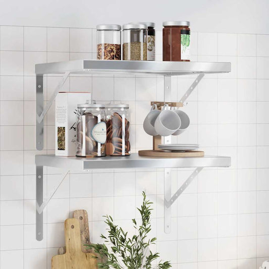 Wandschappen 2 st 50x40 cm roestvrijstaal zilverkleurig is nu te koop bij PeponiXL, paradijselijk wonen!