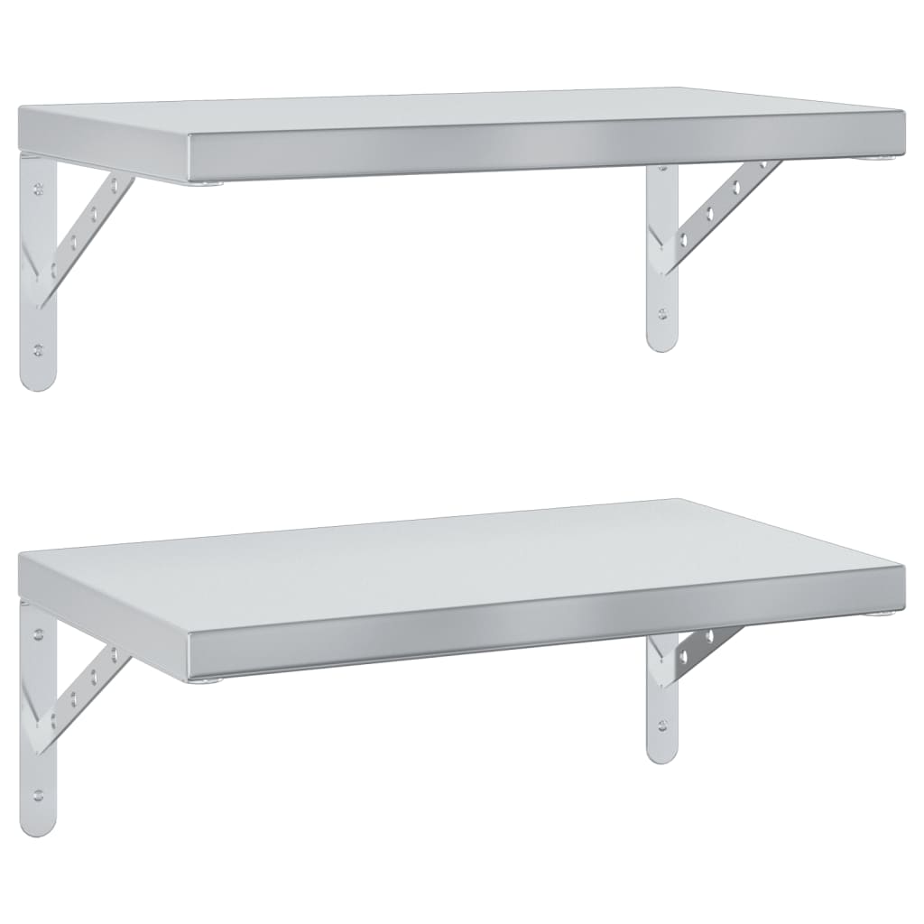 Wandschappen 2 st 50x30 cm roestvrijstaal zilverkleurig is nu te koop bij PeponiXL, paradijselijk wonen!
