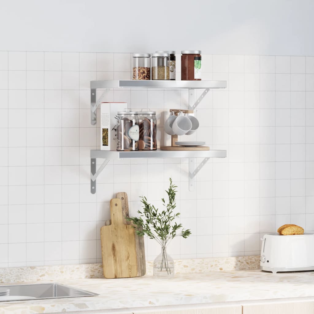Wandschappen 2 st 50x30 cm roestvrijstaal zilverkleurig is nu te koop bij PeponiXL, paradijselijk wonen!