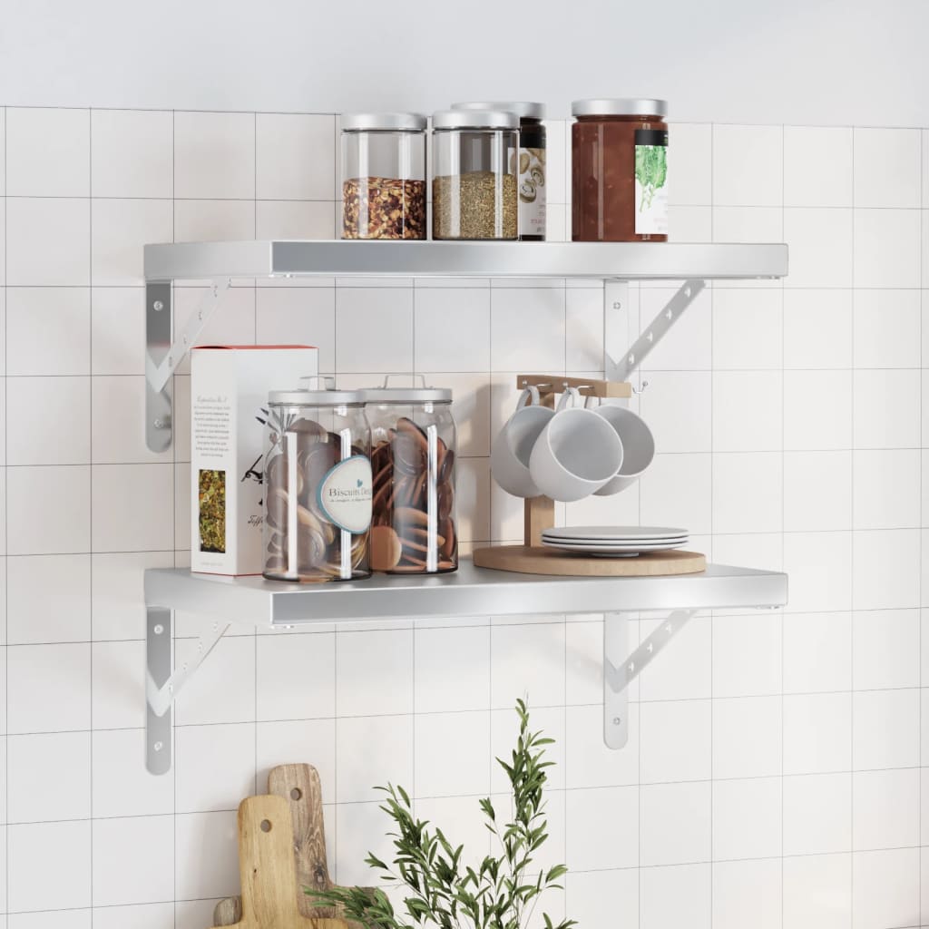 Wandschappen 2 st 50x30 cm roestvrijstaal zilverkleurig is nu te koop bij PeponiXL, paradijselijk wonen!