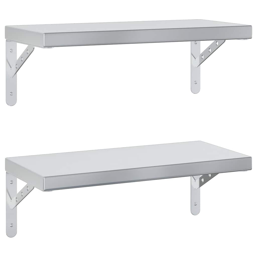 Wandschappen 2 st 50x23,5 cm roestvrijstaal zilverkleurig is nu te koop bij PeponiXL, paradijselijk wonen!