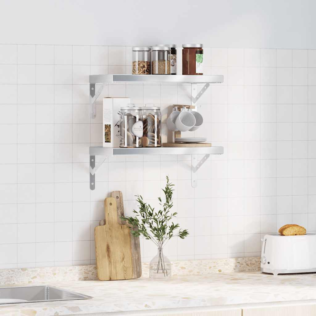 Wandschappen 2 st 50x23,5 cm roestvrijstaal zilverkleurig is nu te koop bij PeponiXL, paradijselijk wonen!