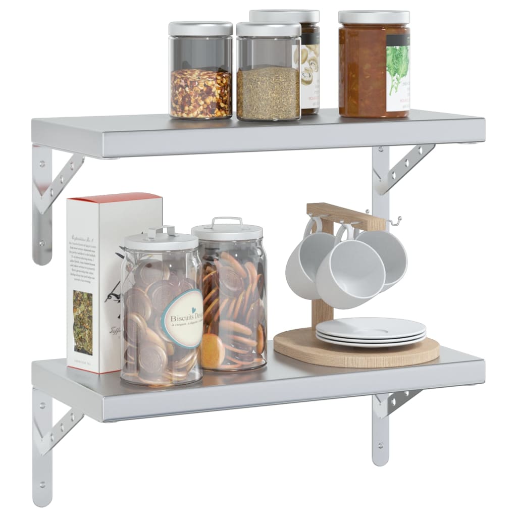 Wandschappen 2 st 50x23,5 cm roestvrijstaal zilverkleurig is nu te koop bij PeponiXL, paradijselijk wonen!