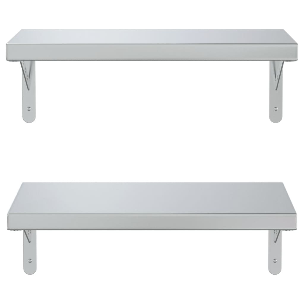Wandschappen 2 st 50x23,5 cm roestvrijstaal zilverkleurig is nu te koop bij PeponiXL, paradijselijk wonen!