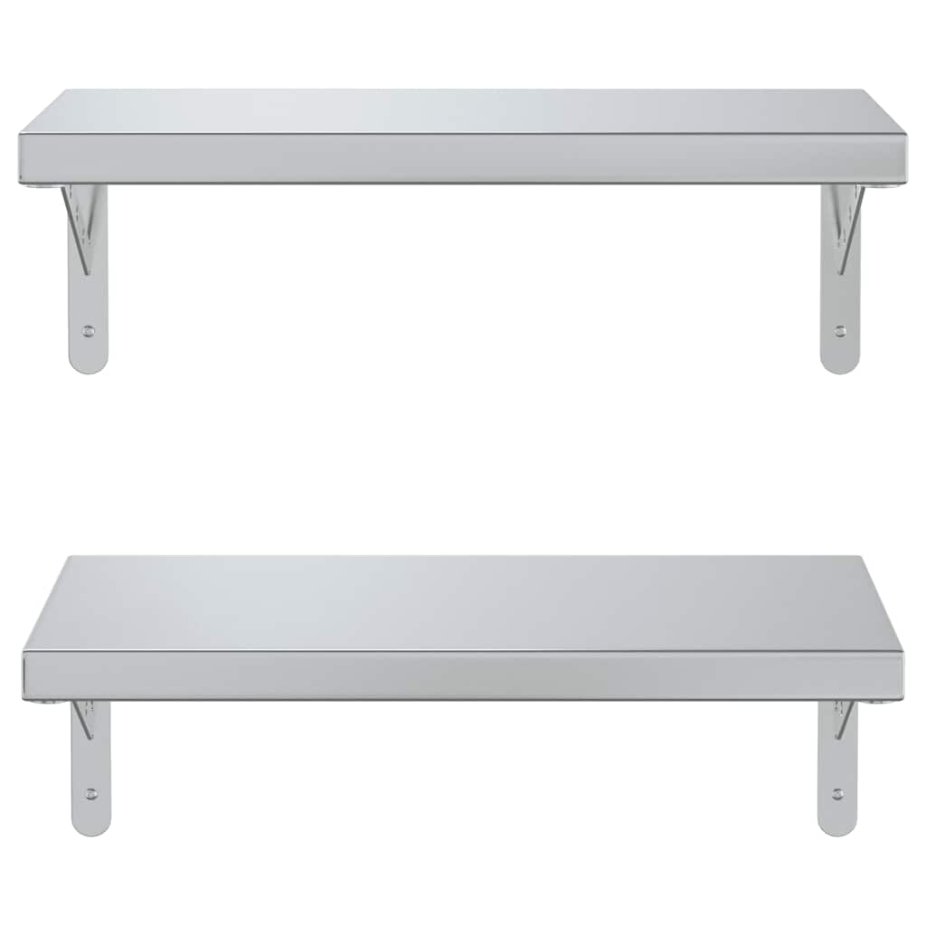 Wandschappen 2 st 50x23,5 cm roestvrijstaal zilverkleurig is nu te koop bij PeponiXL, paradijselijk wonen!