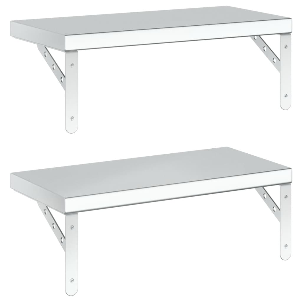 Wandschappen 2 st 50x23,5 cm roestvrijstaal zilverkleurig is nu te koop bij PeponiXL, paradijselijk wonen!