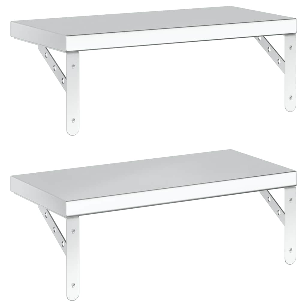 Wandschappen 2 st 50x23,5 cm roestvrijstaal zilverkleurig is nu te koop bij PeponiXL, paradijselijk wonen!