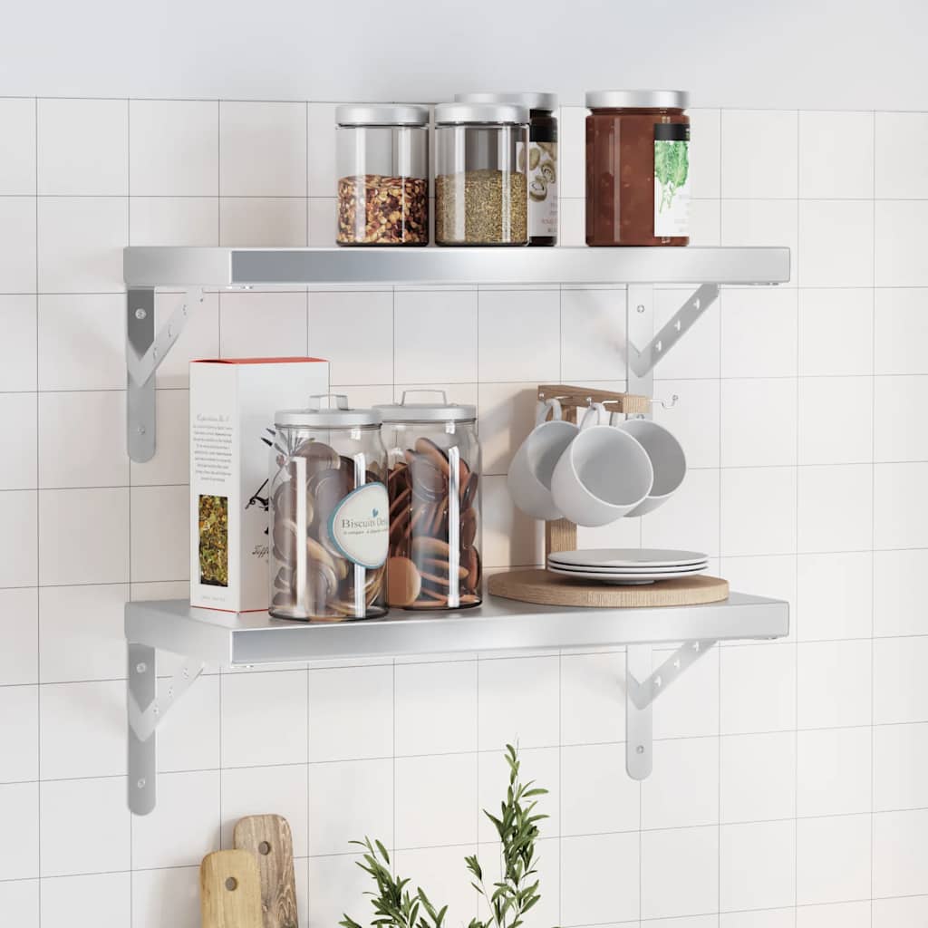Wandschappen 2 st 50x23,5 cm roestvrijstaal zilverkleurig is nu te koop bij PeponiXL, paradijselijk wonen!