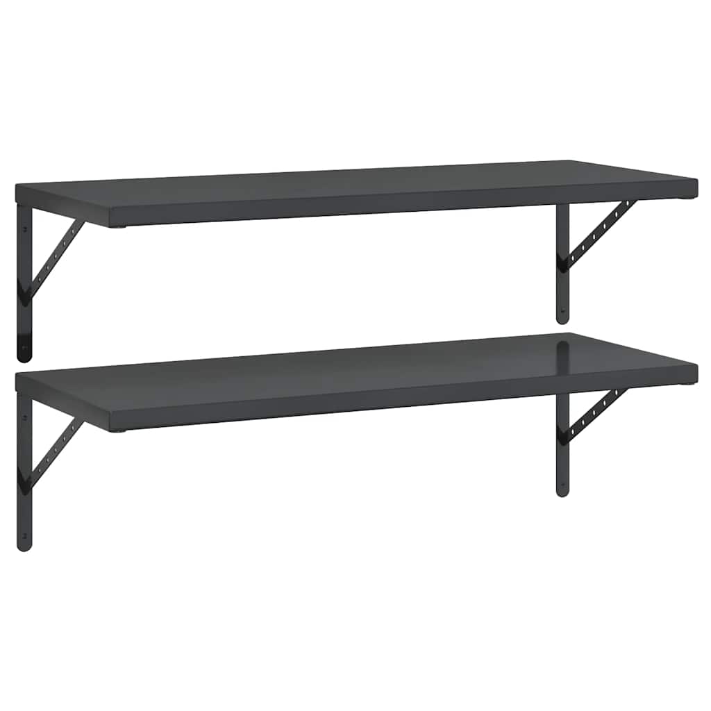 Wandschappen 2 st 100x40 cm roestvrijstaal zwart is nu te koop bij PeponiXL, paradijselijk wonen!