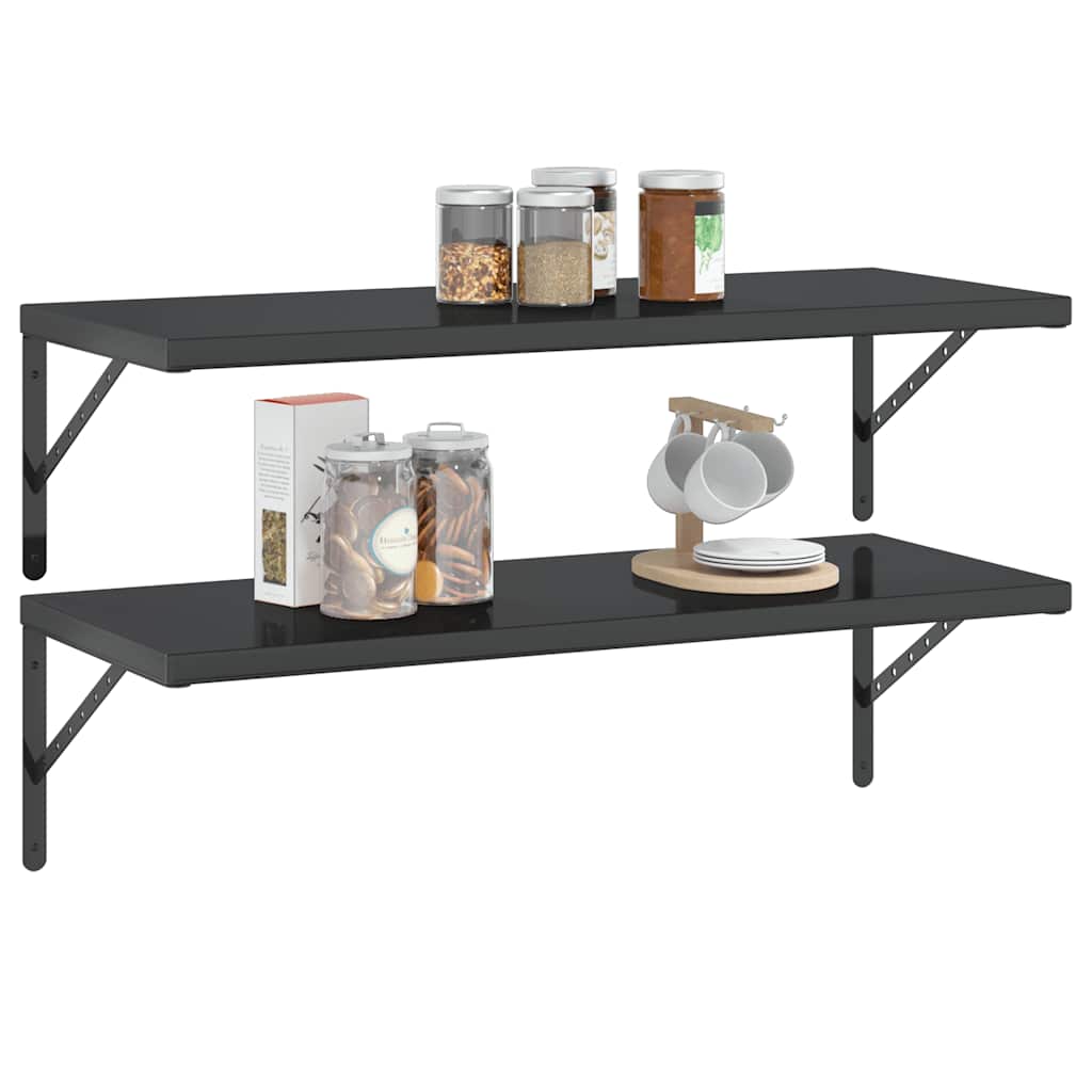 Wandschappen 2 st 100x40 cm roestvrijstaal zwart is nu te koop bij PeponiXL, paradijselijk wonen!