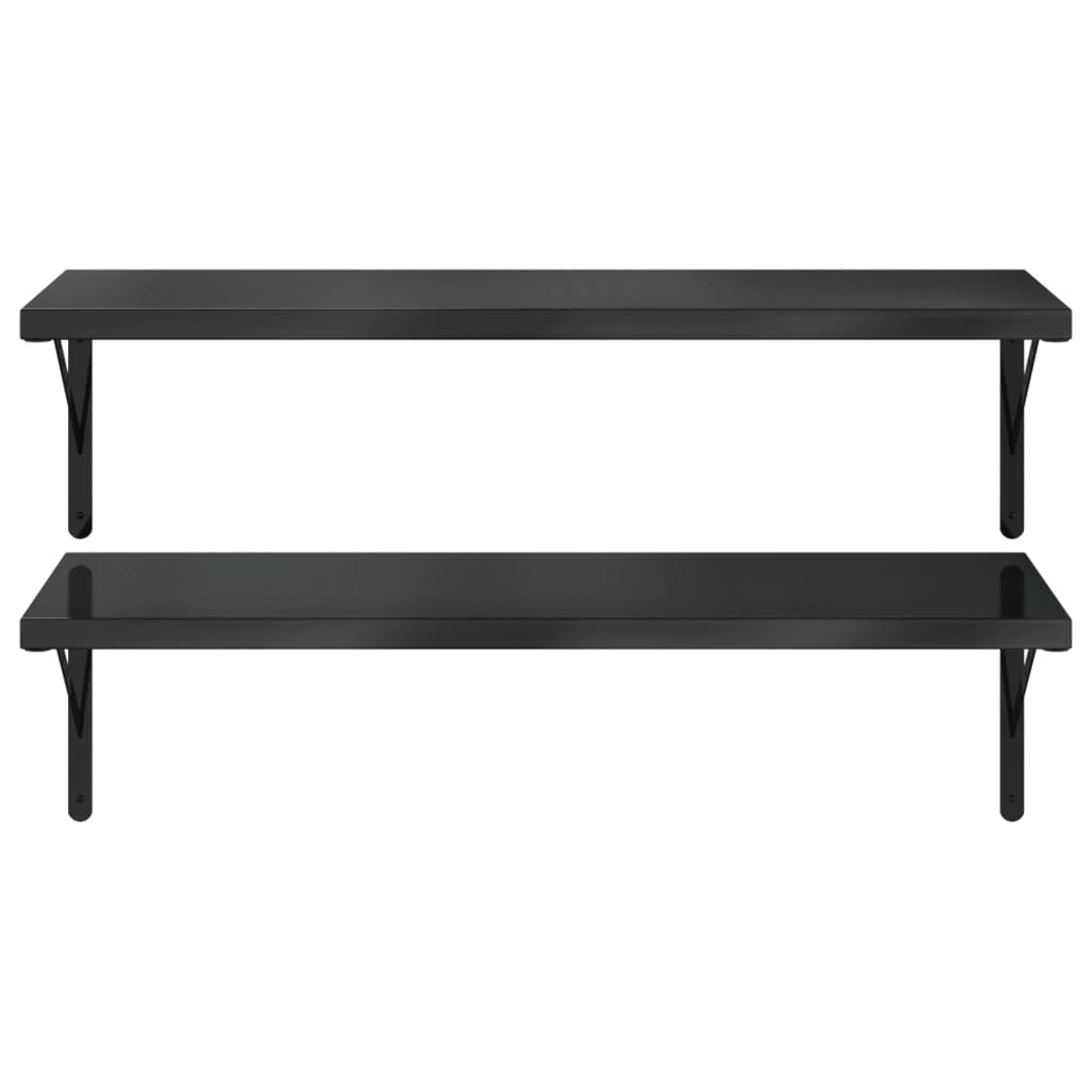 Wandschappen 2 st 100x40 cm roestvrijstaal zwart is nu te koop bij PeponiXL, paradijselijk wonen!