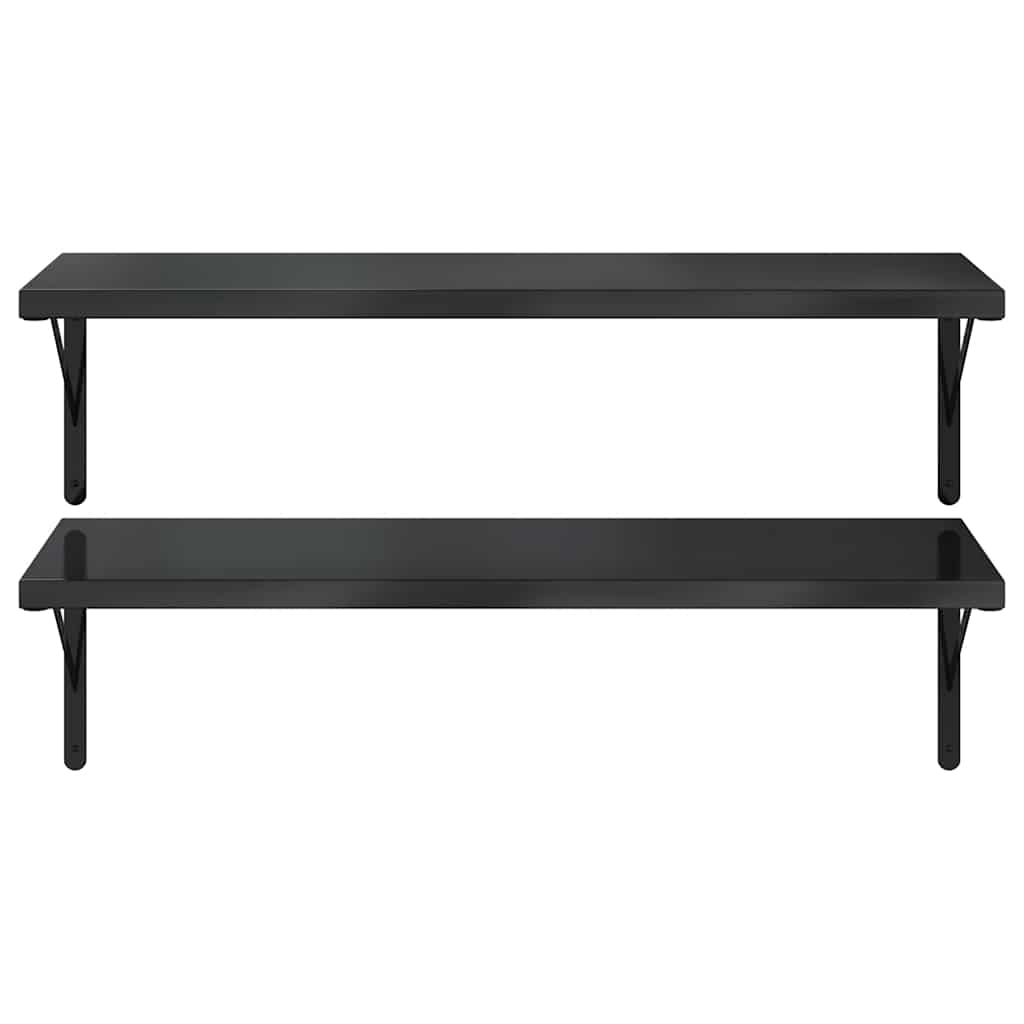 Wandschappen 2 st 100x40 cm roestvrijstaal zwart is nu te koop bij PeponiXL, paradijselijk wonen!
