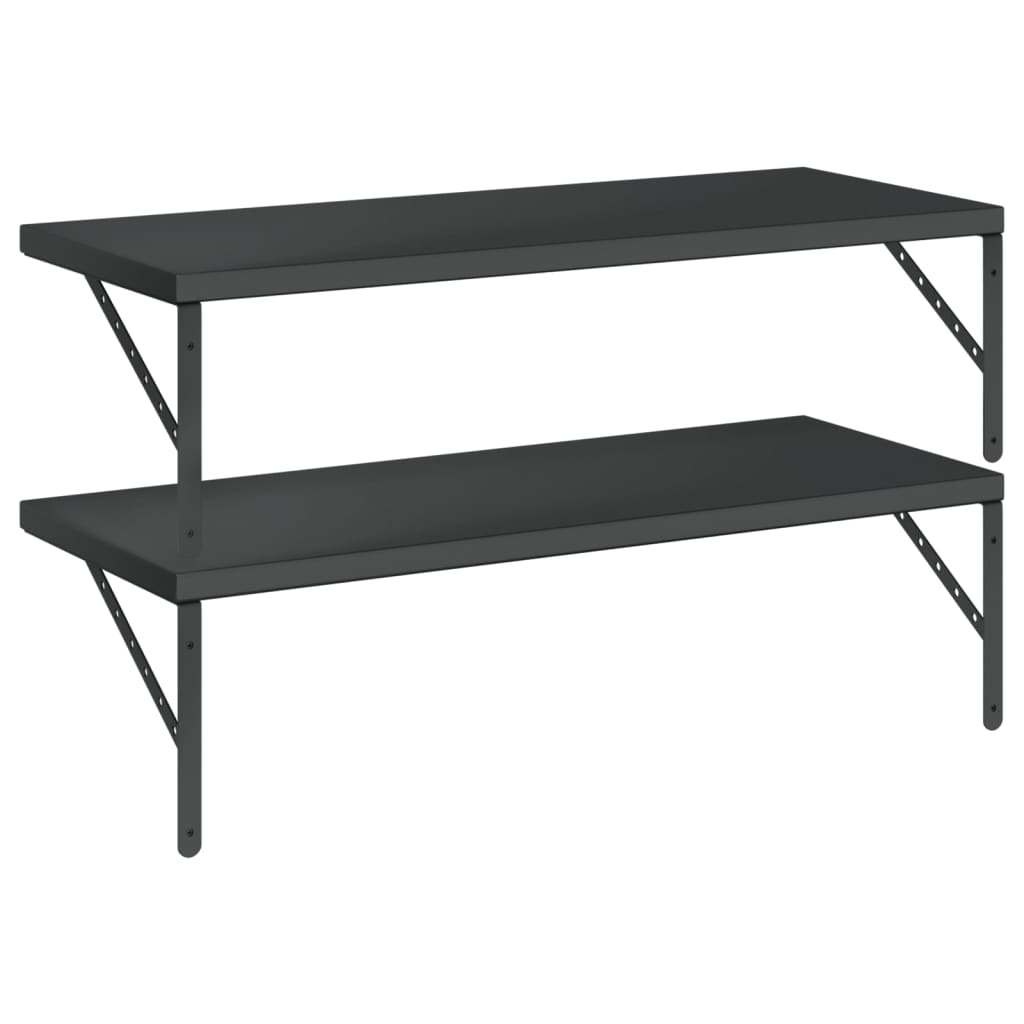 Wandschappen 2 st 100x40 cm roestvrijstaal zwart is nu te koop bij PeponiXL, paradijselijk wonen!