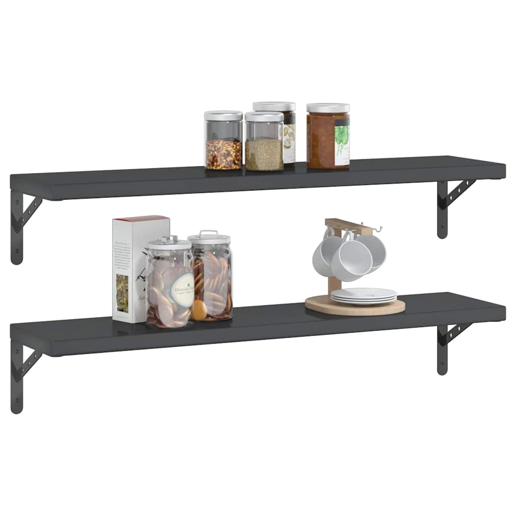 Wandschappen 2 st 100x23,5 cm roestvrijstaal zwart is nu te koop bij PeponiXL, paradijselijk wonen!