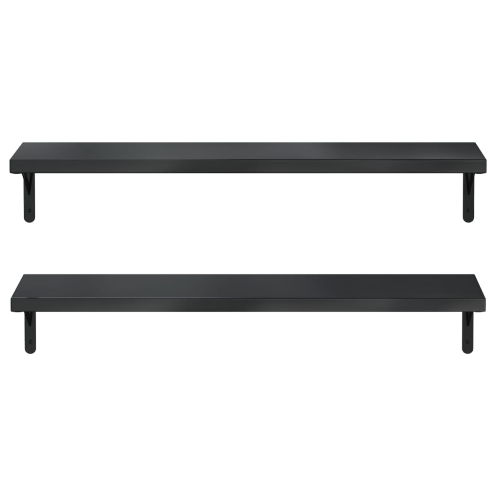 Wandschappen 2 st 100x23,5 cm roestvrijstaal zwart is nu te koop bij PeponiXL, paradijselijk wonen!