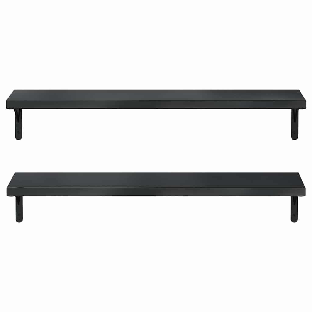 Wandschappen 2 st 100x23,5 cm roestvrijstaal zwart is nu te koop bij PeponiXL, paradijselijk wonen!