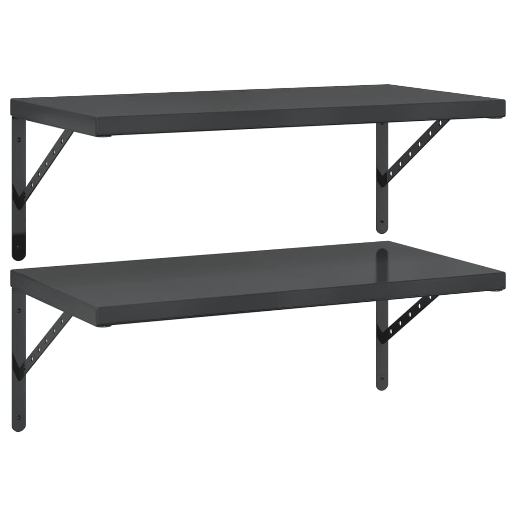 Wandschappen 2 st 75x40 cm roestvrijstaal zwart is nu te koop bij PeponiXL, paradijselijk wonen!