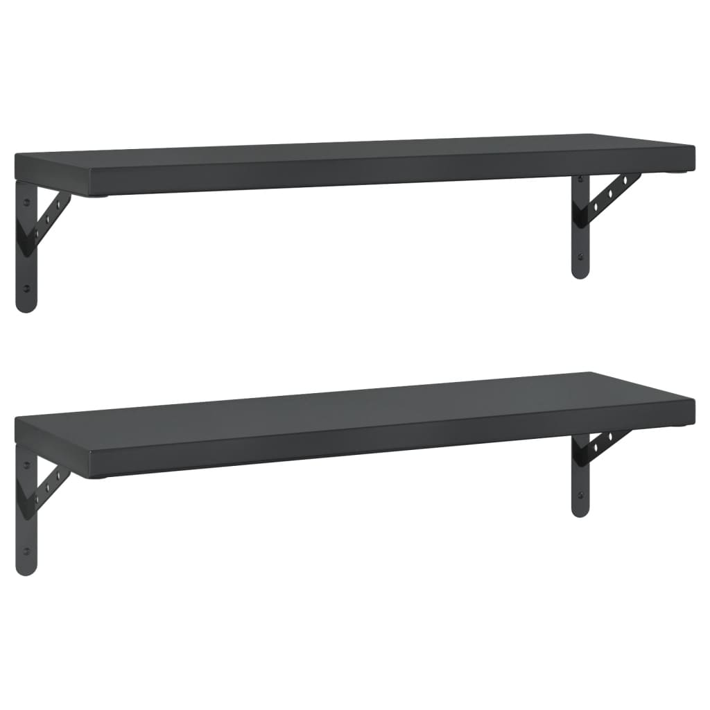 Wandschappen 2 st 75x23,5 cm roestvrijstaal zwart is nu te koop bij PeponiXL, paradijselijk wonen!