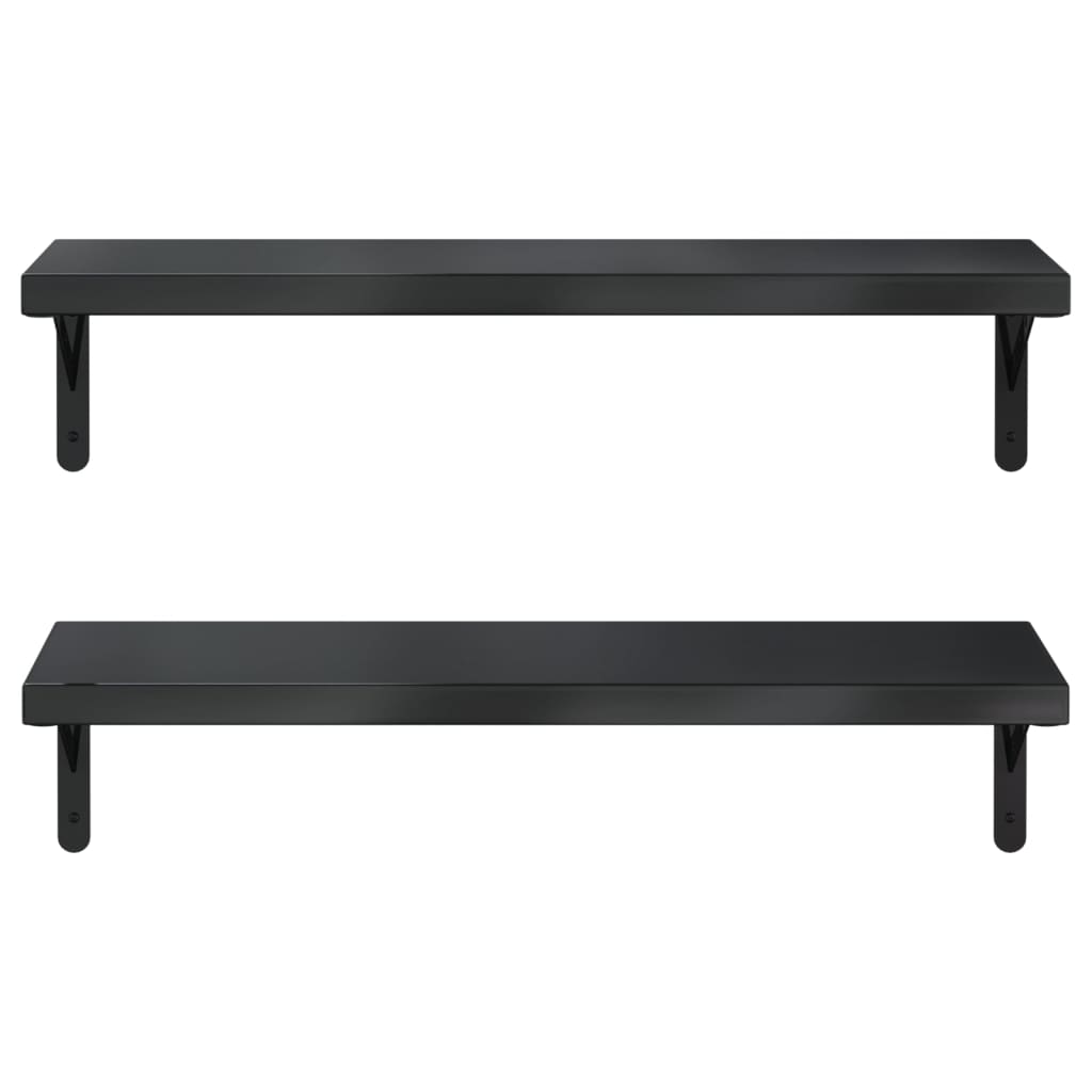 Wandschappen 2 st 75x23,5 cm roestvrijstaal zwart is nu te koop bij PeponiXL, paradijselijk wonen!