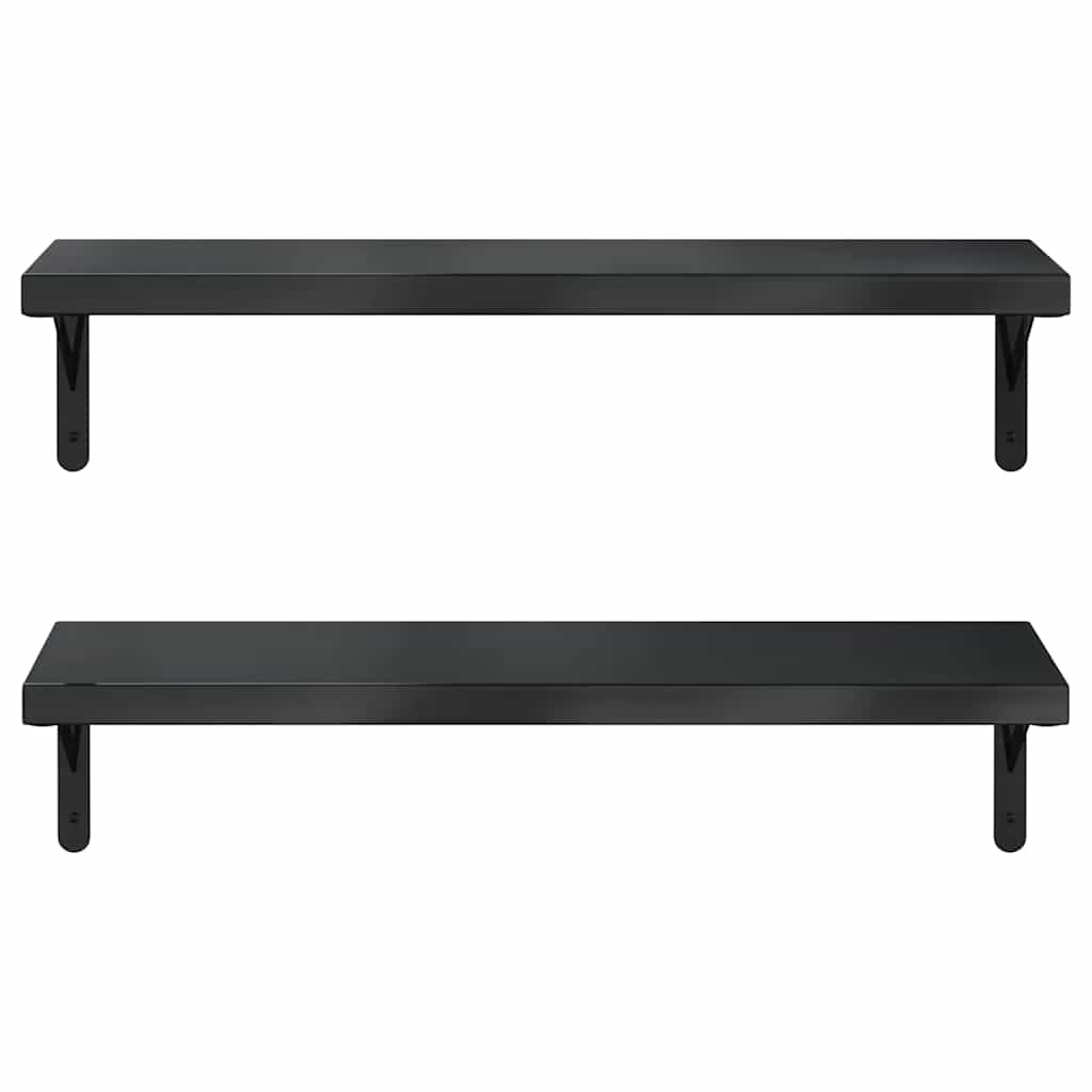 Wandschappen 2 st 75x23,5 cm roestvrijstaal zwart is nu te koop bij PeponiXL, paradijselijk wonen!