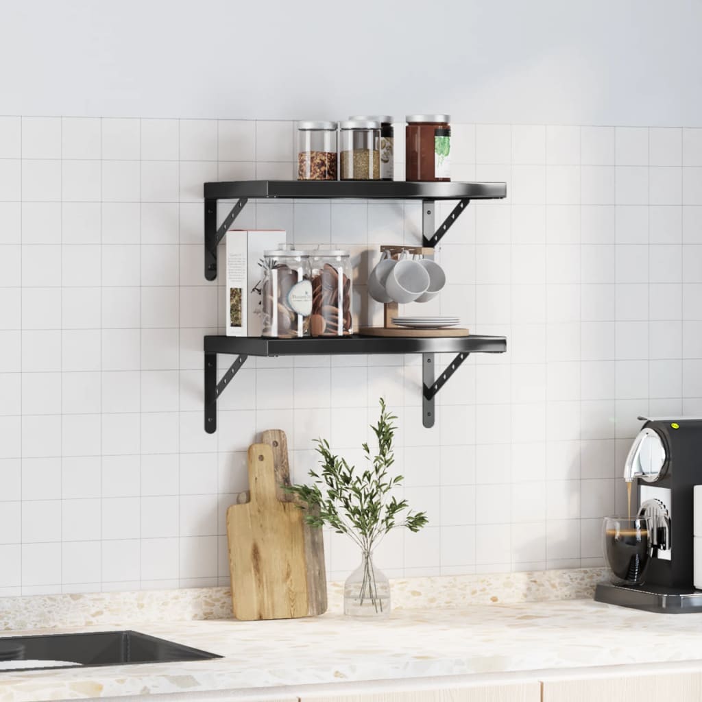 Wandschappen 2 st 50x30 cm roestvrijstaal zwart is nu te koop bij PeponiXL, paradijselijk wonen!