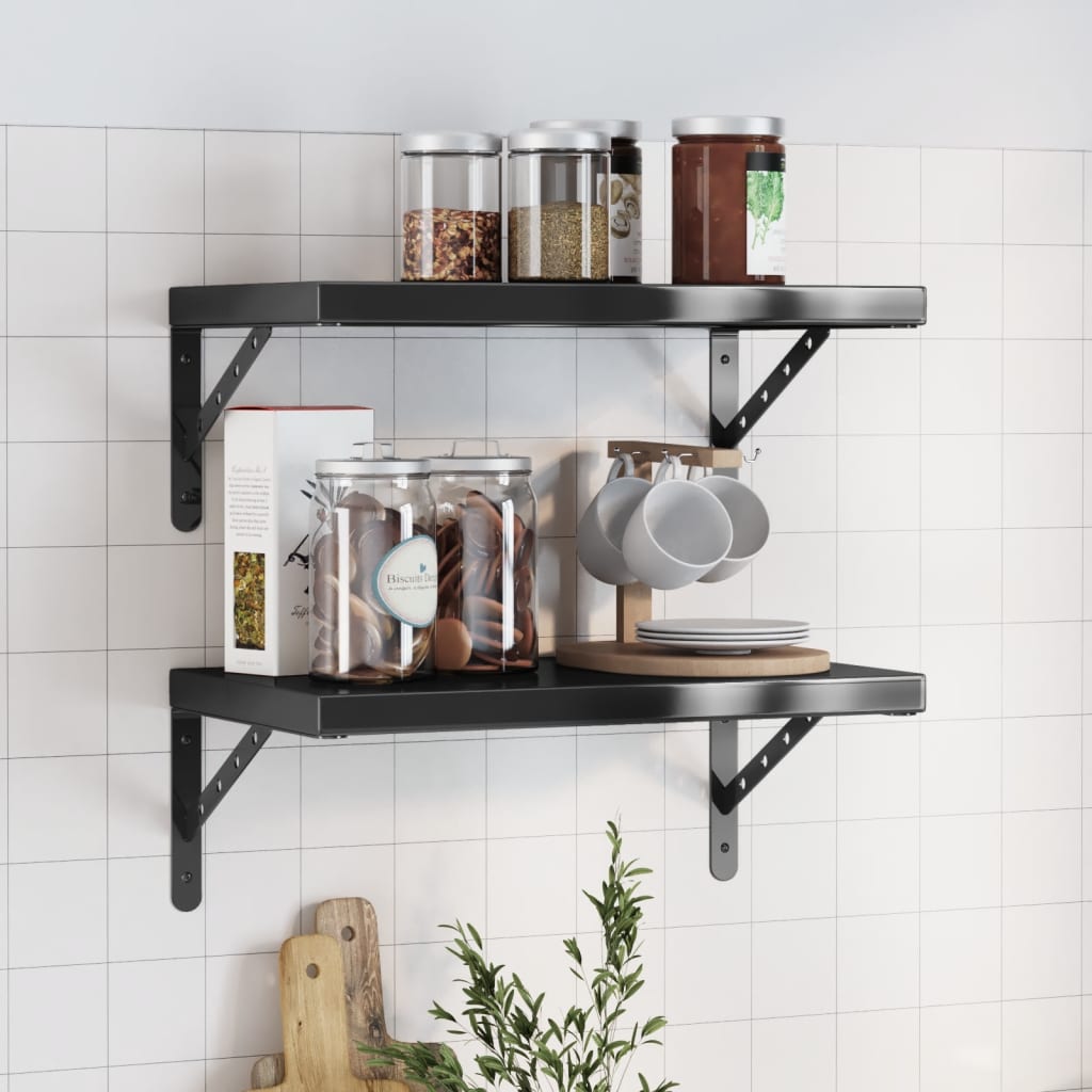 Wandschappen 2 st 50x30 cm roestvrijstaal zwart is nu te koop bij PeponiXL, paradijselijk wonen!