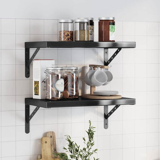 Wandschappen 2 st 50x30 cm roestvrijstaal zwart is nu te koop bij PeponiXL, paradijselijk wonen!