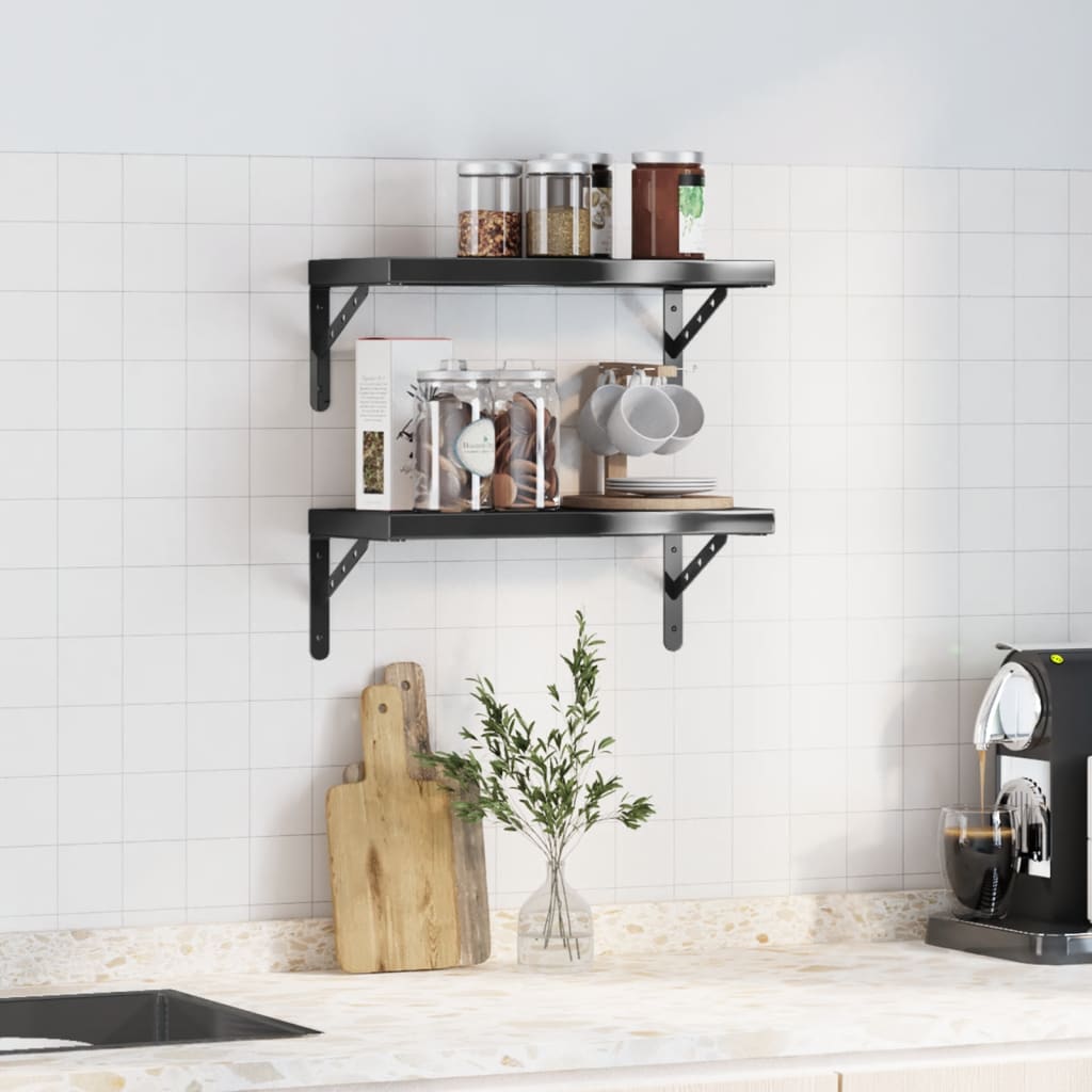 Wandschappen 2 st 50x23,5 cm roestvrijstaal zwart is nu te koop bij PeponiXL, paradijselijk wonen!