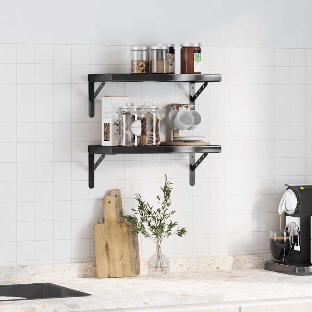 Wandschappen 2 st 50x23,5 cm roestvrijstaal zwart is nu te koop bij PeponiXL, paradijselijk wonen!