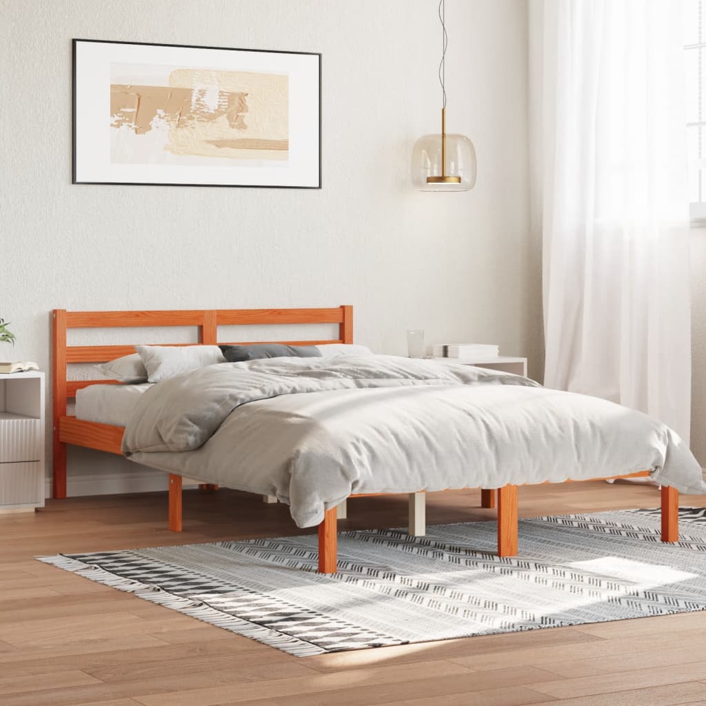 Bedframe zonder matras massief grenenhout wasbruin 150x200 cm is nu te koop bij PeponiXL, paradijselijk wonen!
