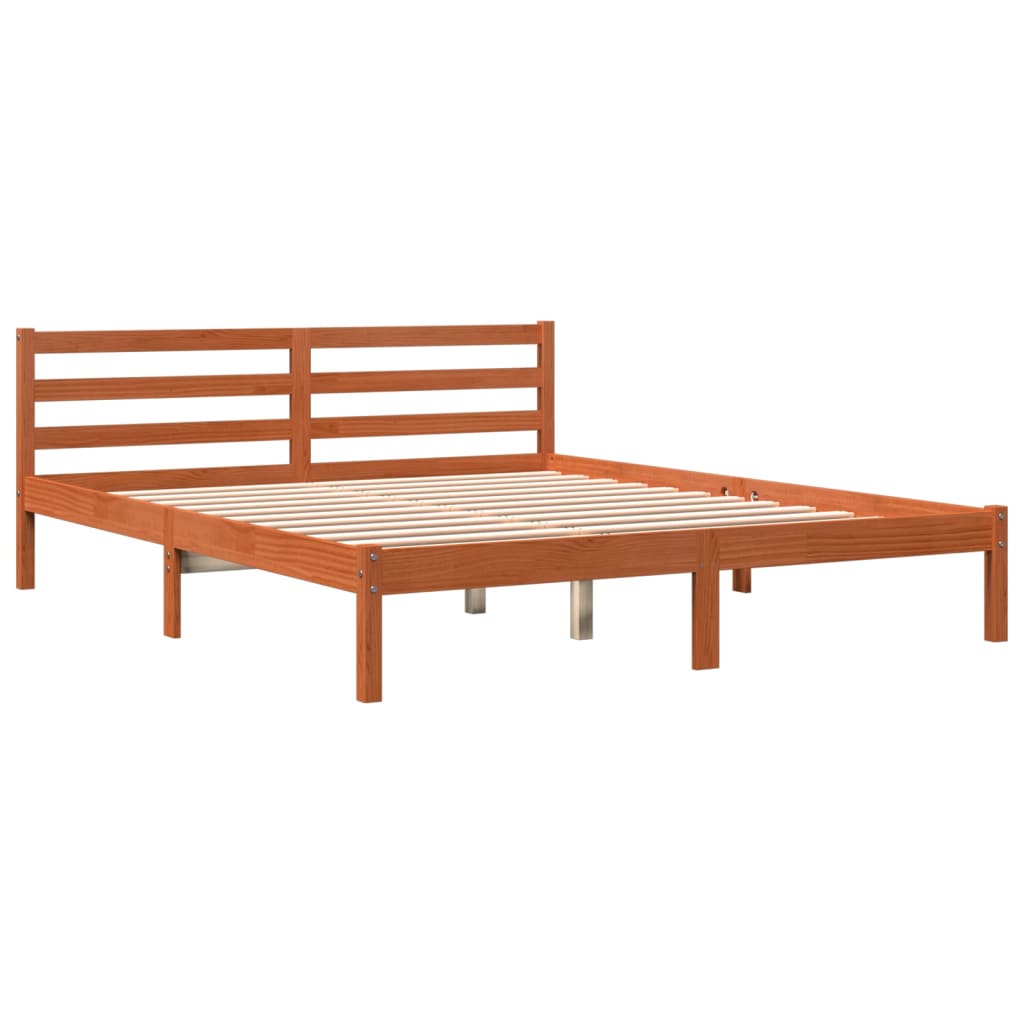 Bedframe zonder matras massief grenenhout wasbruin 200x200 cm is nu te koop bij PeponiXL, paradijselijk wonen!